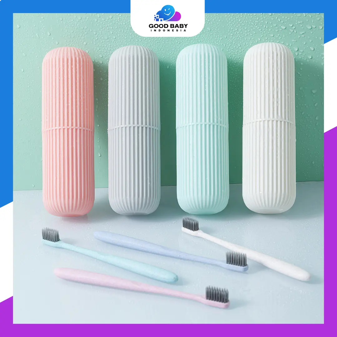 Tempat Sikat Gigi Odol Travel Portable Big Toothbrush Case Pastel Kotak Sikat Gigi Travelling Bentuk Tabung Portabel Dispenser Sikat Gigi Terdapat Gantungan