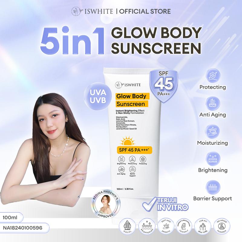 ISWHITE Perfect Glowing Body Protection Complete Package-Paket Cerah Glowing Maksimal Sebadan | Mencerahkan Kulit Hingga Ke Sela Tergelap | Halal BPOM 6