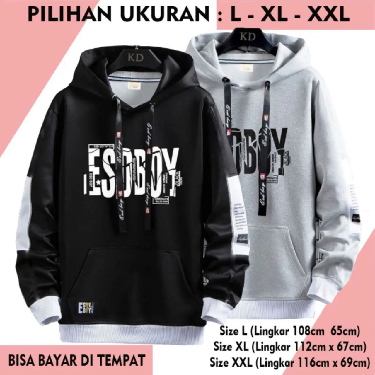 Sweater Hoodie Pria Esdboy Original Distro Jaket Gunung Jumper Unisex Oversize Fleece Panjang Tebal Zipper Simple Cowok Nyaman Wanita Aesthetic Kuning Bandung Katun Keren Hitam