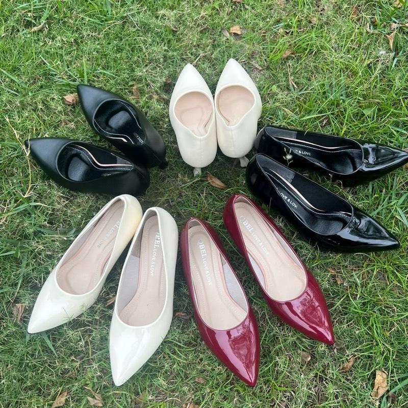 Giày mũi nhọn gót nhọn 5p-7p. 5 màu : đen bóng , đen mờ , kem bóng , kem mờ, đỏ bóng .