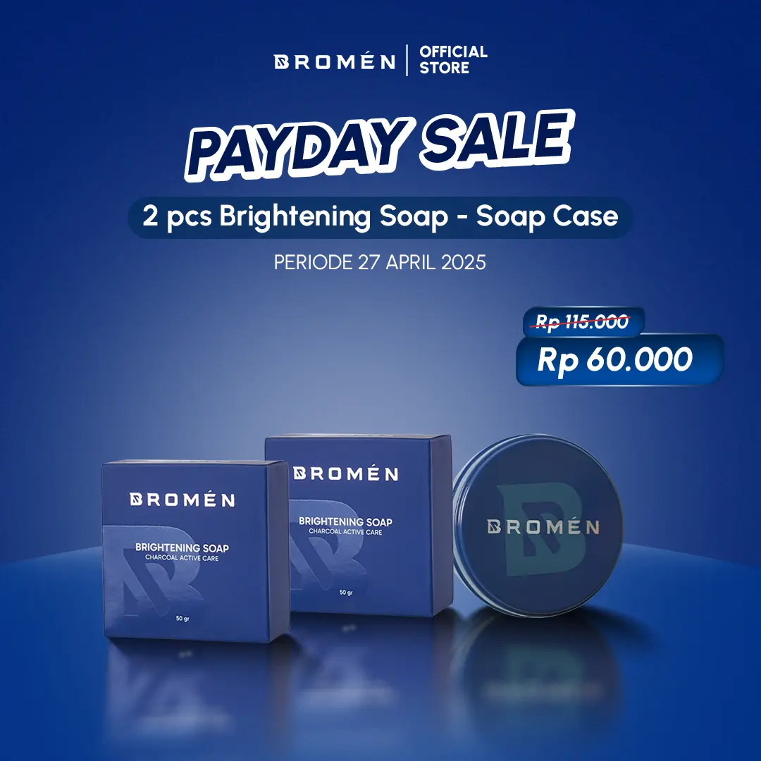 2 PCS BROMEN BRIGHTENING SOAP @50g + SOAPCASE | SKINCARE COWOK | Perawatan Mencerahkan Wajah Pria Kusam