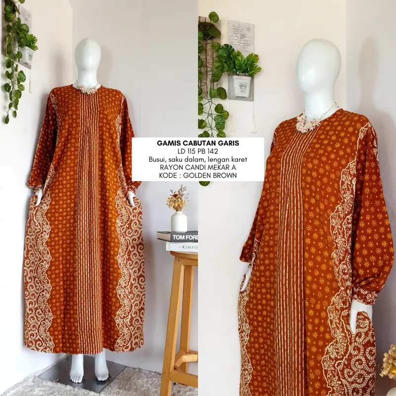 gamis cabutan soft LD 110-120 | busui friendly | gamis batik cap simple casual Muslim Rayon Wanita Baju 3