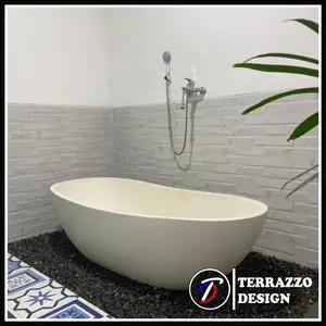 Bathtub teraso lengkung / Bathtub terrazzo lengkung landai handmade