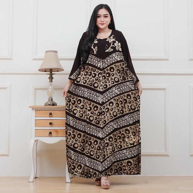 Terbaru Gamis Rayon Pekalongan Cap Malaman Ori Home Dress Busui Super Bige Size Jumbo LD 130 Tangan 7/8 Batik Muslim Nyaman 1