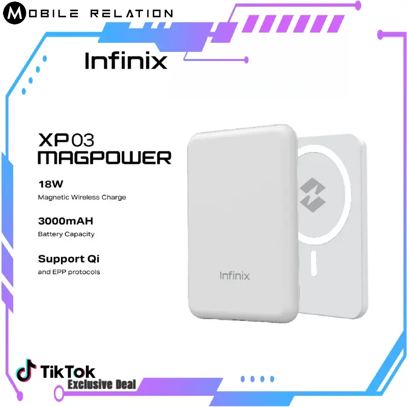 Infinix MagPower Wireless Magnetic Power Bank I XP03 I Compatible with More Devices I 3020mAh Battery Capacity