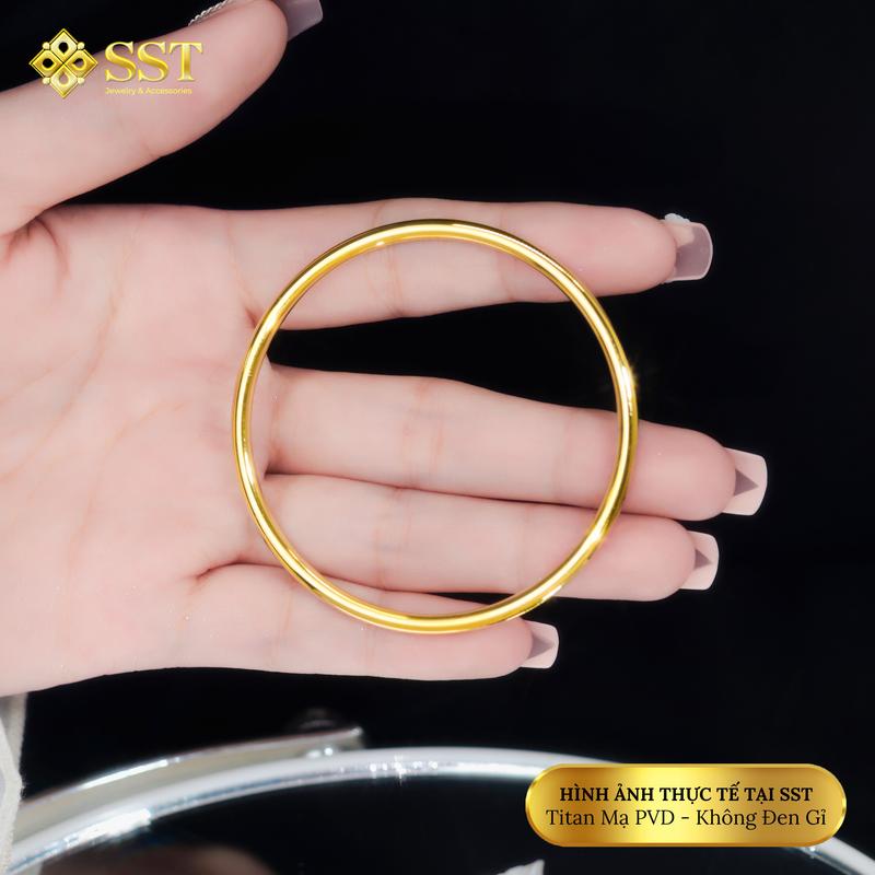 Vòng tay Titan SST Official Bản trơn 3 li vàng óng ánh thanh lịch Không Đen Gỉ VT08