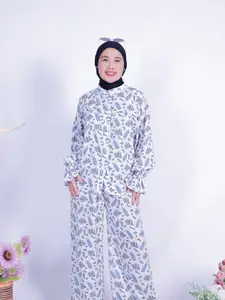 Fidabe One Set Kanaya by Fidabe Rayon Twill Baju Wanita Rayon Twill Nyaman untuk Pakaian Sehari-hari dan Acara Santai Celana Panjang Muslim Motif Katun Setelan