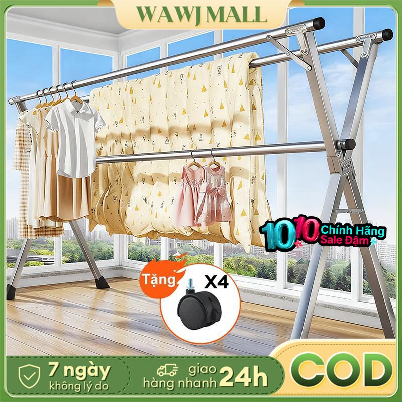   Giá cực thấp 1.6m-2.4m nhôm gấp gọn xoay 360 độ giá phơi quần áo kéo dài có bánh xe sào phơi đồ ban công ngoài trời cây phơi đồ 
