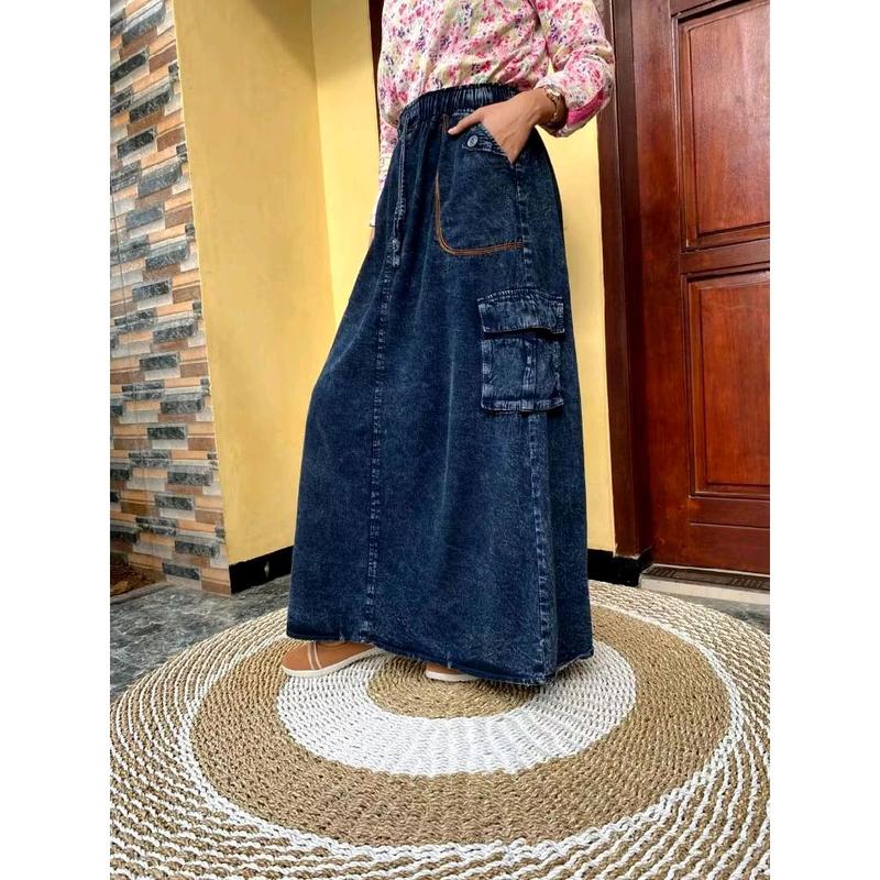 Rok Jeans Cargo - Rok Panjang Cargo - Rok Panjang Wanita - Rok Caro - Rok Mayung - Rok Maxi 4