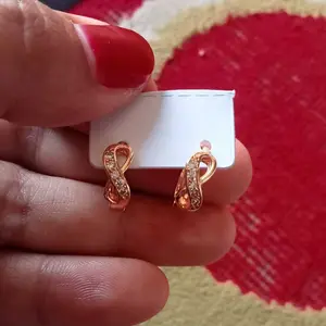 Anting Jepit Angka Delapan Permata Ala Korea Perhiasan Lapis Emas terbaruu Wanita