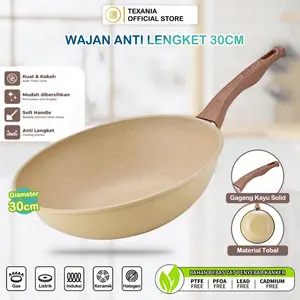 [RAMADHAN SALE] TEXANIA Wajan 30cm Wajan Anti Lengket Warna Cream Kitchenware