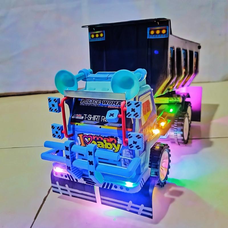 Miniatur Truk Pasir Handmade dengan Lampu Rainbow RGB 3 Mode - Hadiah Unik dan Menarik untuk Anak-Anak training warna warni mainan membangun 6