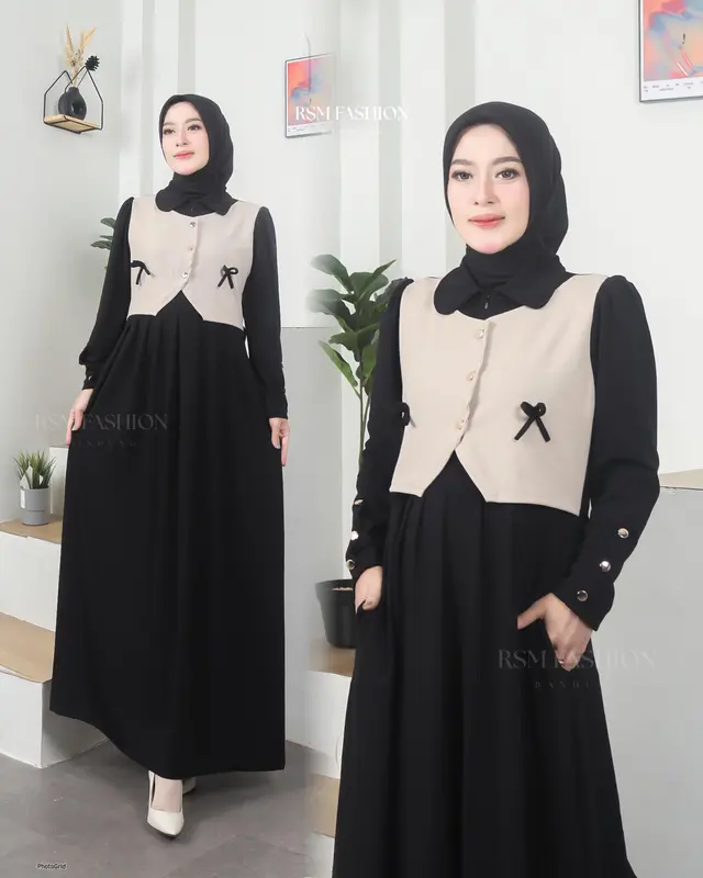 Azura Dress Knit Gamis Knit Rompi Gamis Rompi Gamis Cardi Gamis RSM 5