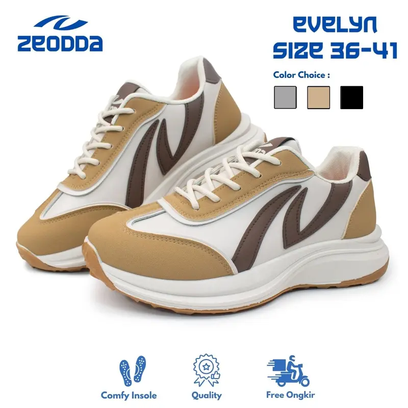 Zeodda Evelyn Sepatu Sneakers Wanita Shoes Black Casual Sport 1067 2