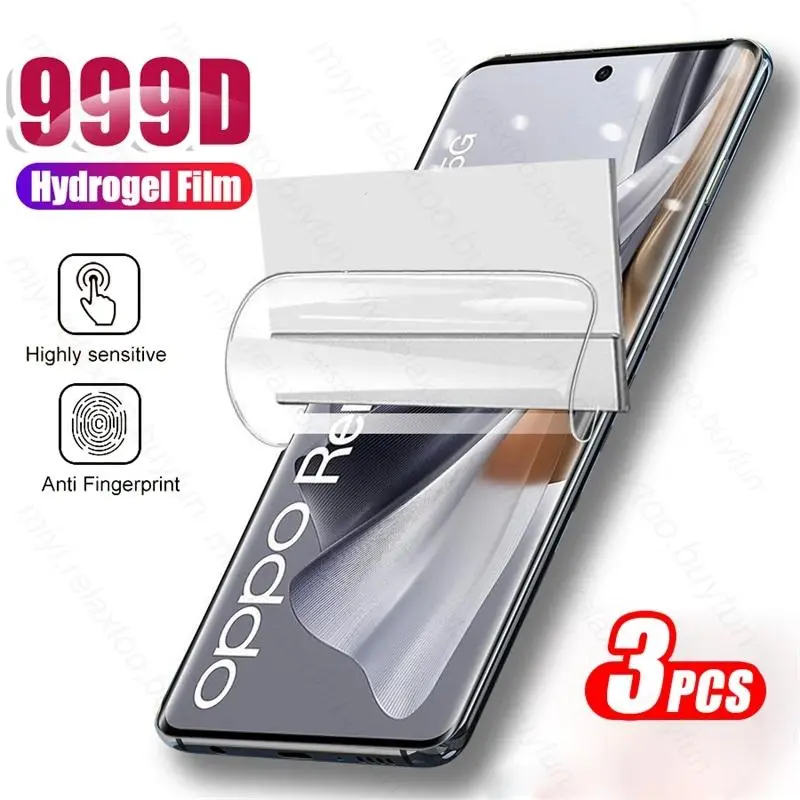 Reno10Pro Case 3PCS 999D Curved Soft Hydrogel Film For Oppo Reno10 Reno 10 Pro 5G 2023 CPH2525 6.7" Screen Protectors Not Glass