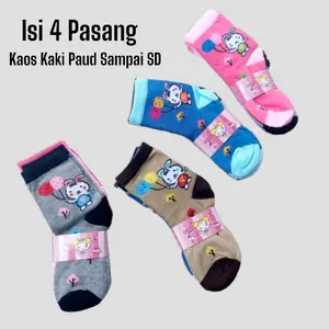 SET ISI 4 Pasang Kaos Kaki Anak Usia 1 - 12 Tahun Paud Sampai SD