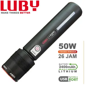SENTER LED ZOOM LUBY L-AL8002 50WATT TAHAN HINGGA 26JAM - ZOOM - MODE EMERGENCY - CHARGER USB TYPE C