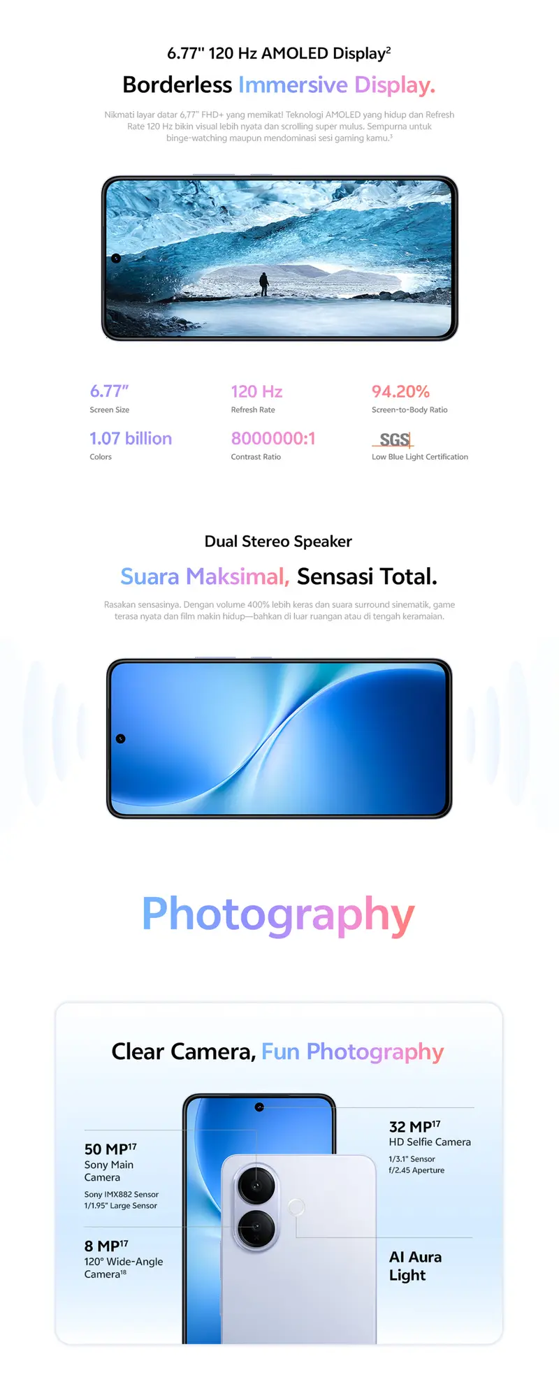 [ONLINE EXCLUSIVE] vivo V60 Lite 4G (8/128) 50MP Sony Camera, 6500 mAh + 90W FlashCharge, Bypass Charging, AI Four-Seasons, SGS 5-Star Drop Resistance