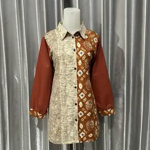 Atasan Tunik Kemeja wanita / Tunik cantik Motif Jumputan Palembang / BAJU ATASAN KERJA/ Tunics syar'i safeya  tunik