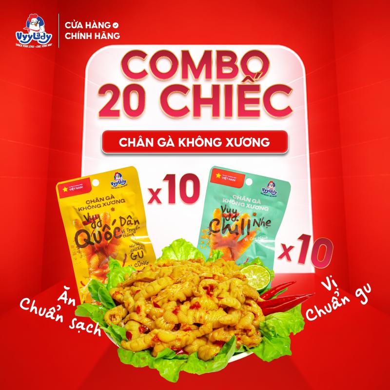 [DEAL QUÀ TẶNG] Combo Chân Gà RÚT XƯƠNG Mix 2 Vị - VYY QUỐC DÂN & VYY CHILL NHẸ 26g, Cay Truyền Thống/Cay Ngọt, chân gà VyyLady