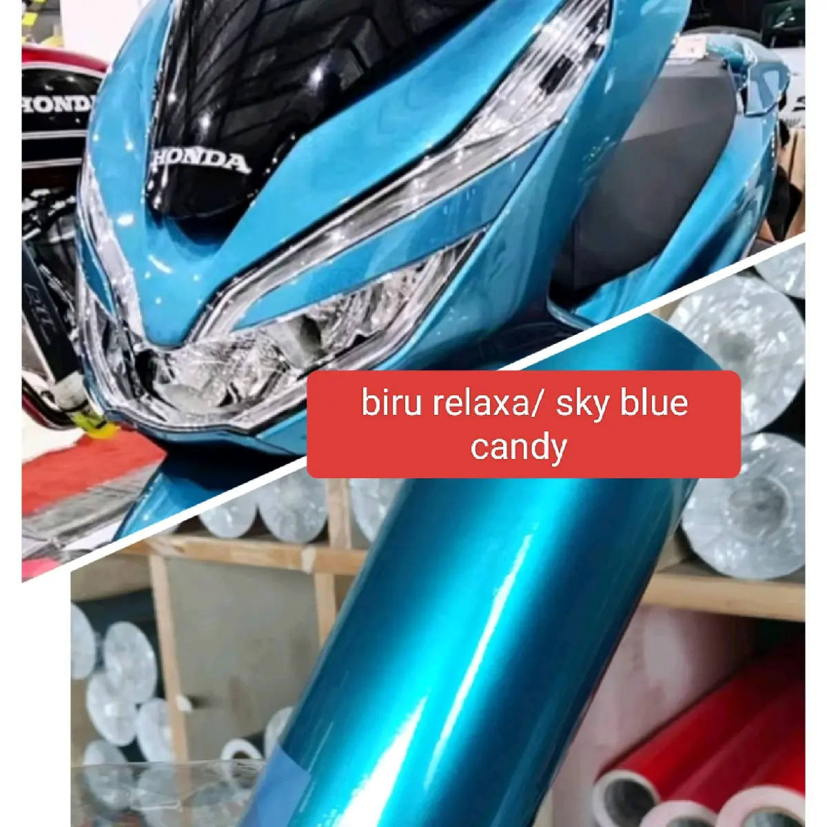 SKOTLET MOTOR SKY BLUE CANDY / BIRU RELAXA LEBAR 45 CM