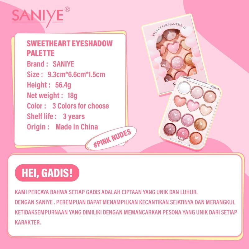 Saniye E1271 Sweetheart Eyeshadow Palette 12 Warna 4