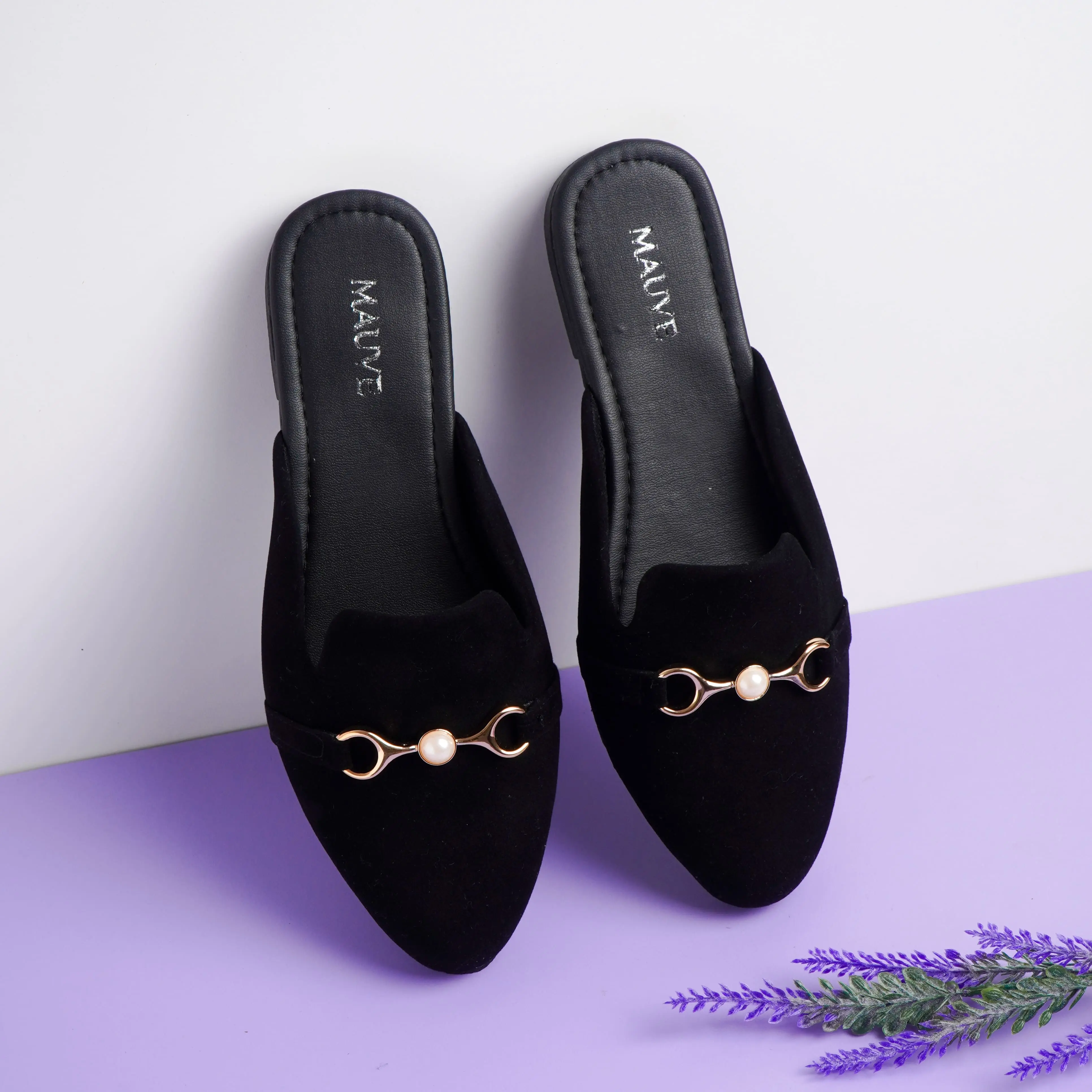 NAYARA Flatshoes Mules - Sepatu Flat Shoes Wanita Model Sandal Slop Bustong - Hitam (Black)
