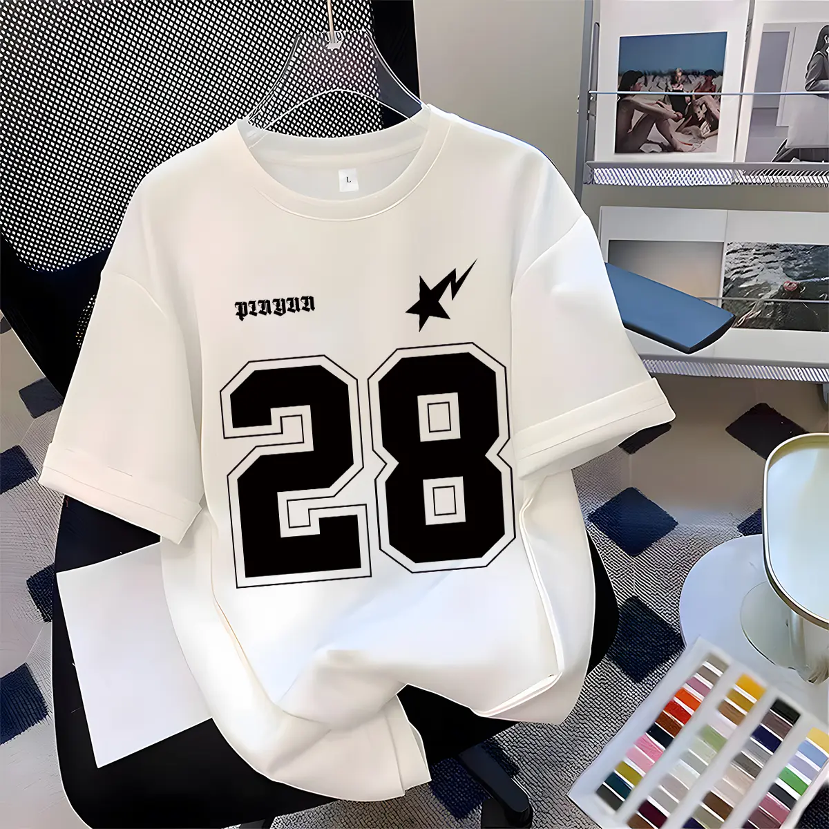 GF Kaos Wanita Boxy No. 28 Motif Printed Slim Fit T shirt Pria Oversize Basic Unisex Tee Katun Combed Bahan Nyaman Baju Atasan Wanita - Baju Kaos Ada Tulisan Besar Di Belakang - Kaos Oversize Kece - Baju Kaos Angka Wanita - Baju Terbaru 2025 - Y0484