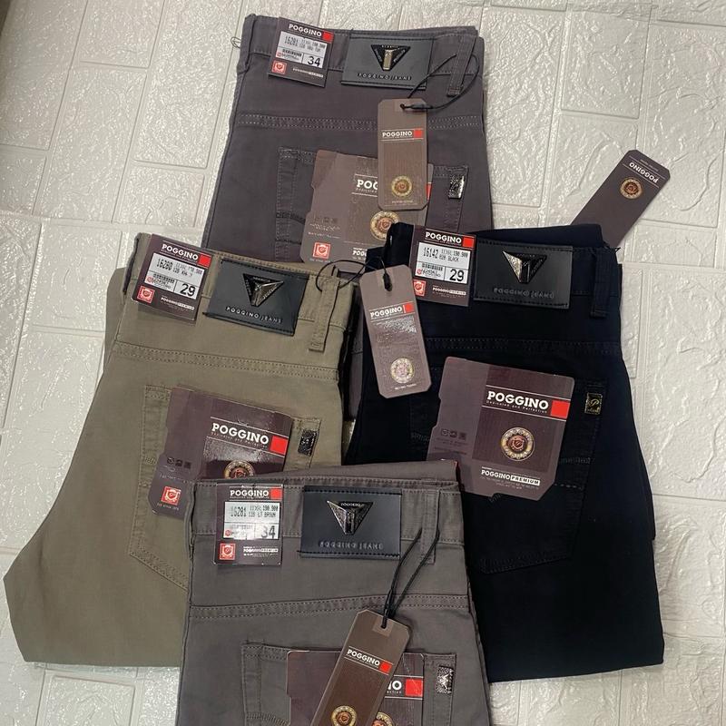 celana kanvas katun poggino panjang standar pria/cowok formal kecil besar jumbo Tebal Dewasa Nyaman Keren Lembut Kantong Hitam Chino 0