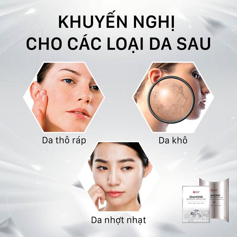 Mặt nạ giấy SNP dưỡng trắng, dưỡng ẩm Diamond Brightening Ampoule Olive Young Hàn Quốc [Hộp 10 miếng] 3