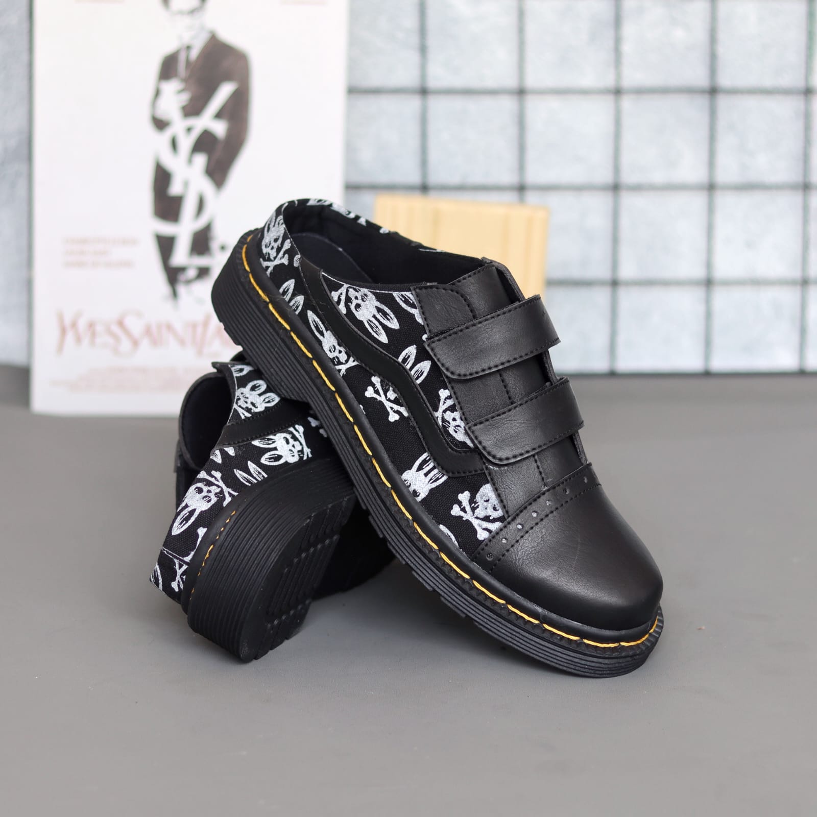 Bustong - Sandal Selop Kulit Asli Original Pria Casual BLACK