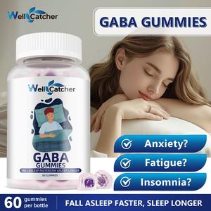GABA Gummies 500 mg - Sugar-Free Calm Gummies with L Theanine, 5-HTP, Vitamins D3, B12, Ashwagandha, Melatonin-Free for Brain Calm, Mood, Zzz Better, GABA Supplement for Adult, Blueberry Flavor, Vegan