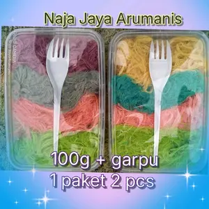 rambut nenek 100g (2 pcs + garpu )  kemasan twinwal free kardus