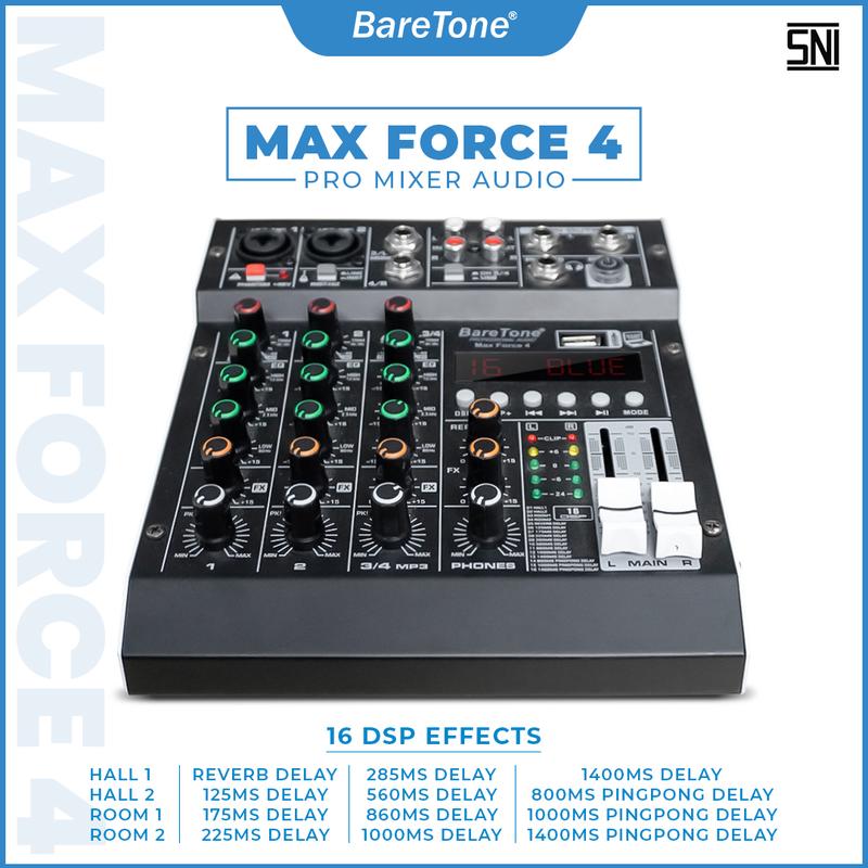 Mixer Audio BareTone Max Force 4 - Professional MIxer  4 channel 3
