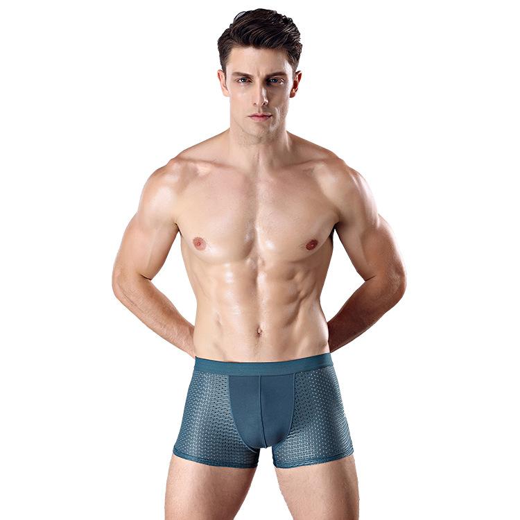 Quần Lót Boxer Nam, Chất Liệu Lụa Lạnh 4 Cái / lốc, Thiết Kế Lưới, Thoáng Khí, Quần Đùi Thoải Mái 4