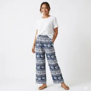 Celana Kulot Unisex Bigsize Motif Gajah Thailand Nyaman Dipakai untuk Pria dan Wanita