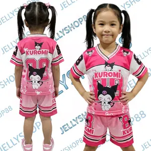 stelan jersey anak 2-9 tahun KUROMI PINK 88  / setelan kaos anak celana pendek