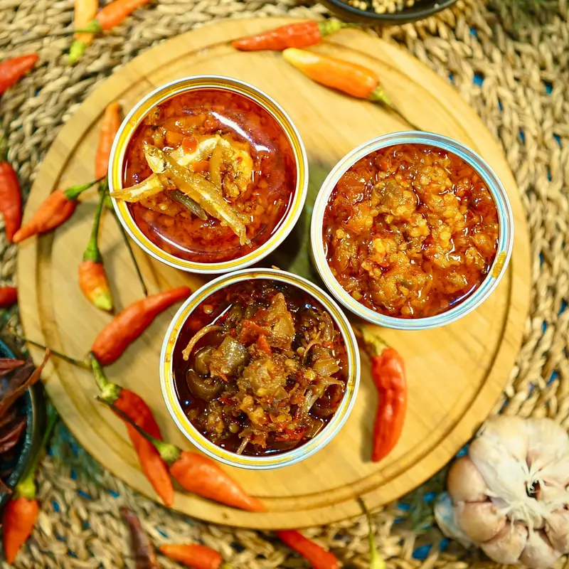 Booga Food - Paket Hemat komplit Sambal Pedes 3 Pcs Bawang Cumi Teri senggol dong Sambel Kemasan 1