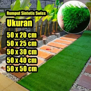 Rumput Sintetis Swiss Full hijau Ukuran 50x20 50x25 50x30 50x40 50x50 cm Outdoor dan Indoor