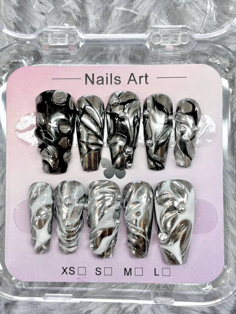 Adora Nails Set Iron-Chrome (Press On Nail 1 of 1 Exclusive Set)