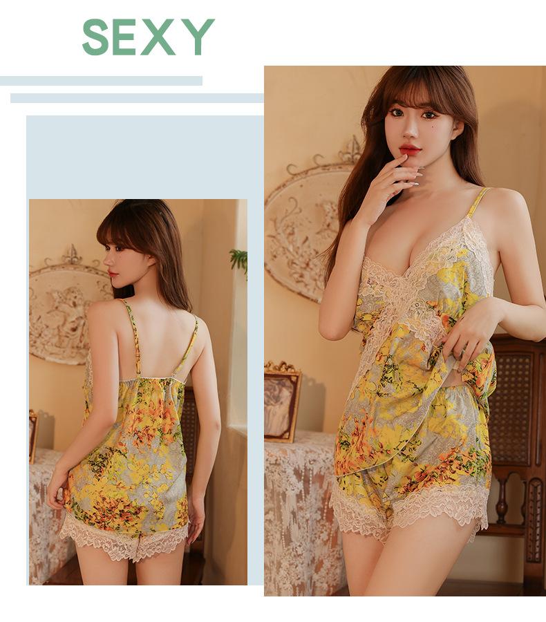 Product Introduction of sleepwear plus chest pad pajamas silky loungewear advanced sense brandy melville shorts pjs pajama victoria secret  pajamas 8