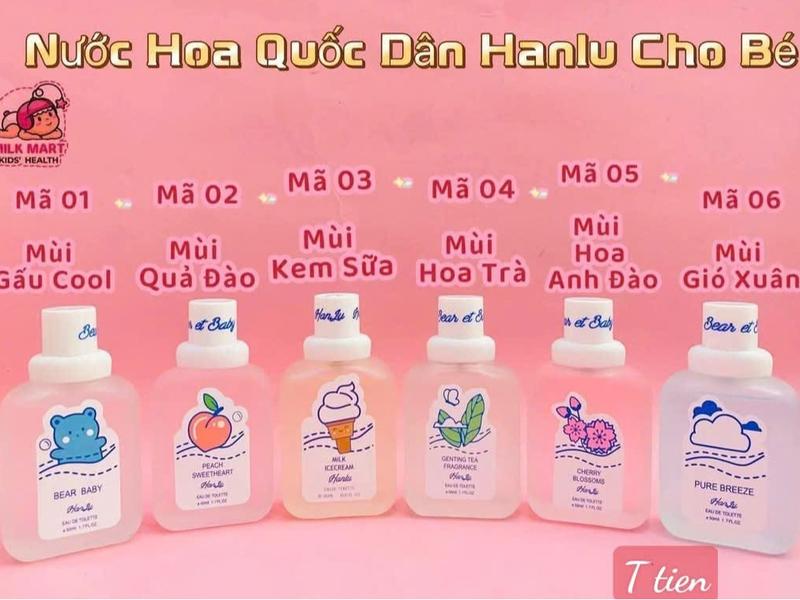  Nước hoa Hanlu baby cho bé xịt thơm quần áo sẵn 6 mùi người lớn cũng có thể dùng 