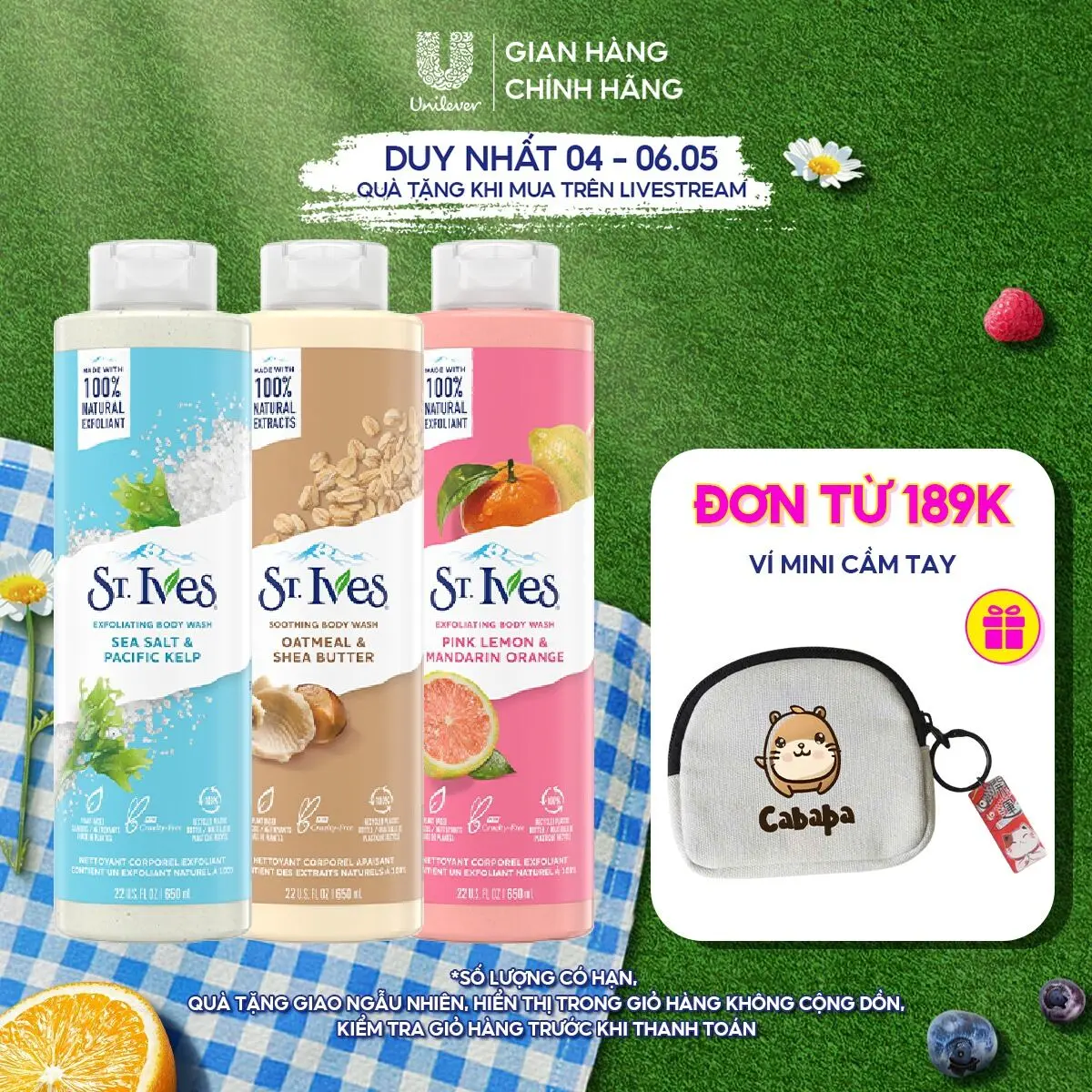 [Live] Sữa tắm dưỡng da body St.Ives 650ml (tùy chọn)