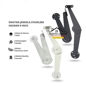 Sikutan Jendela Hitam 23cm  / Engsel salon stainless isi 2 buah penyangga jendela hak angin jendela cantolan jendela lamskar