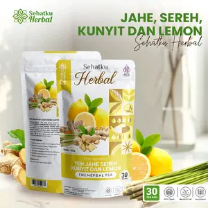 Teh Jahe Sereh Kunyit Lemon Sehatku Herbal | Teh Rempah Alami Segar | Minuman Penghangat Tubuh & Penambah Daya Tahan | Teh Herbal Sehat untuk Harian teh jahe sereh, teh kunyit lemon, teh rempah alami, teh penghangat tubuh, minuman herbal imun, teh lemon