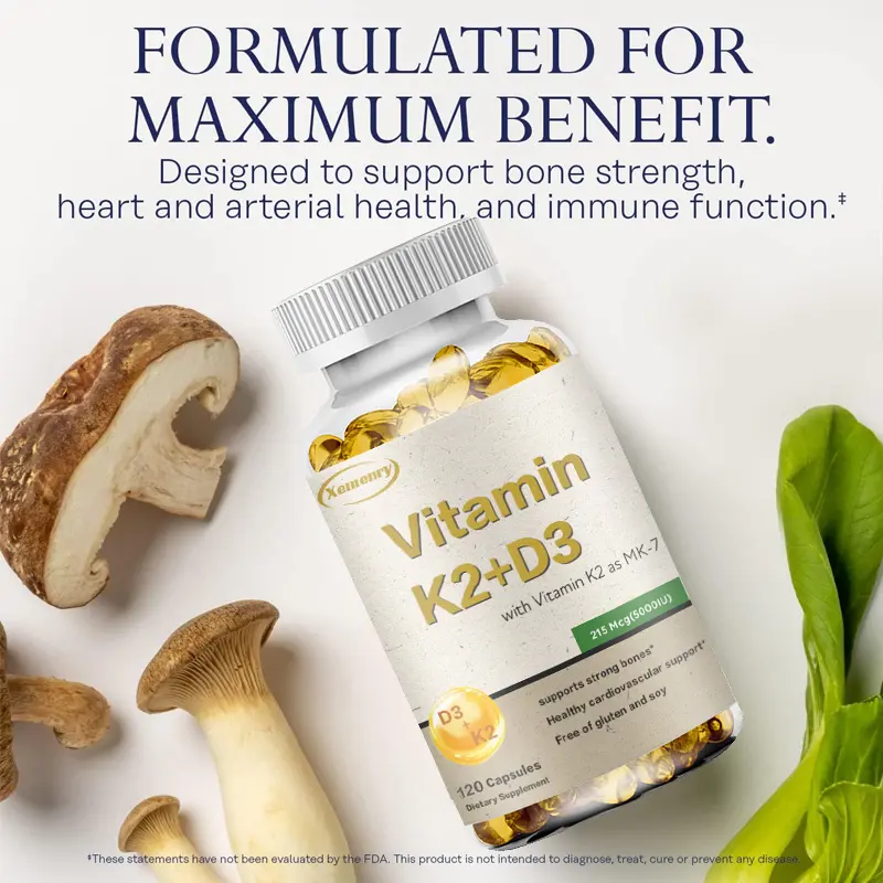 Xemenry - Vitamin D3 2000IU + K2 (MK7) 100mcg with Organic Extra Virgin Coconut Oil - Supports Calcium Absorption, Bone & Immune Health - Non-GMO, 120 Capsules 3