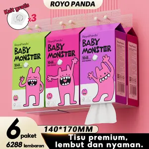 【1/3/6 PACK】ROYOPANDA Baby Monster Tisu Gantung Premium - Serat Alami  Mudah Larut, Ekstra Tebal 4 Lapis (6288 Lembar) | AMAN & HYGIENIS untuk Bayi | Solusi Terbaik untuk Kamar Mandi & Nursery | PROMO SPESIAL! HEMAT ONGKIR & HARGA TERBAIK! Wipes Tissue