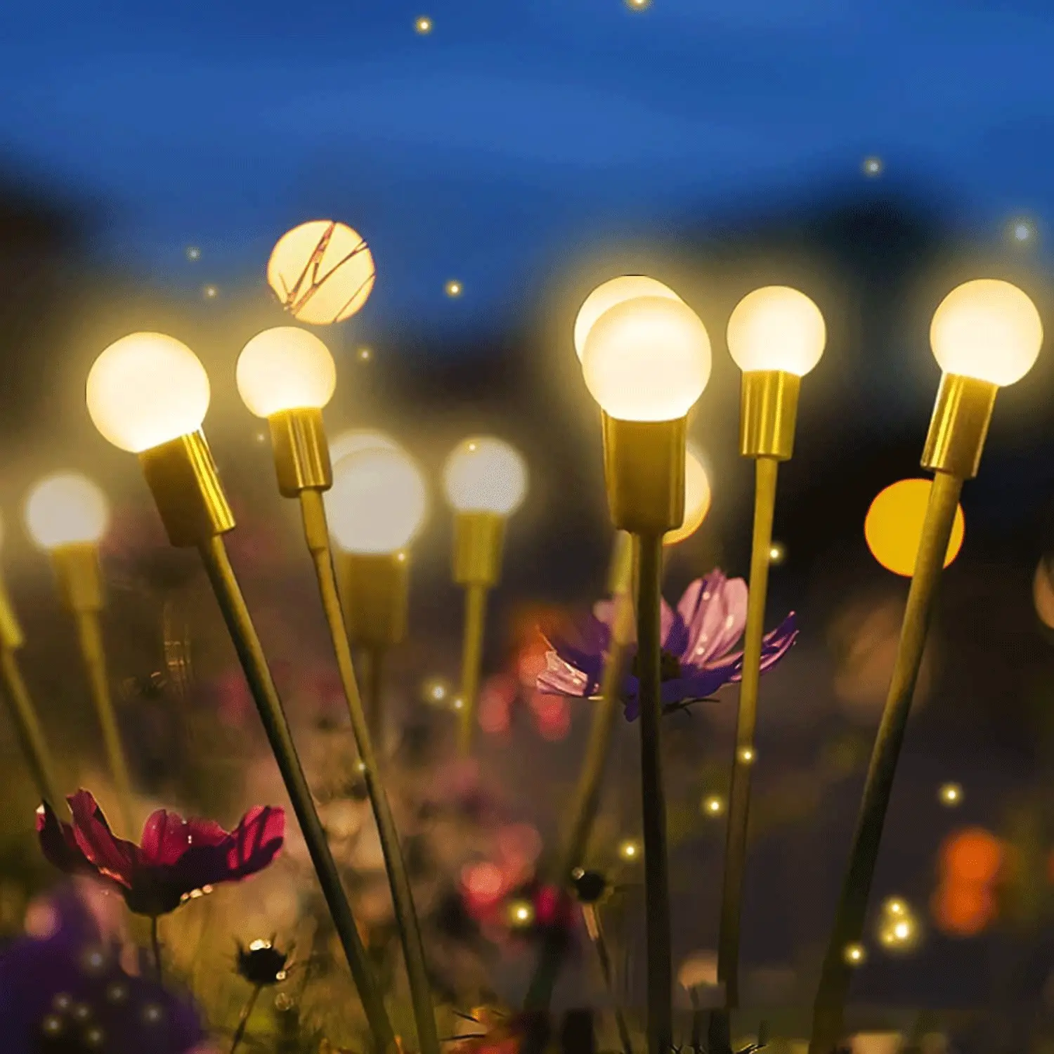 Lampu Rumput Suria, dengan Rekaan Kelip-kelip, Mawar dan Bunga Matahari, Cahaya Obor-obor, LED, Sesuai untuk Halaman Luar, Taman, dan Tanah, Kalis Air, Sesuai untuk Perkhemahan Lighting Outdoor Cctv lampu  solar
