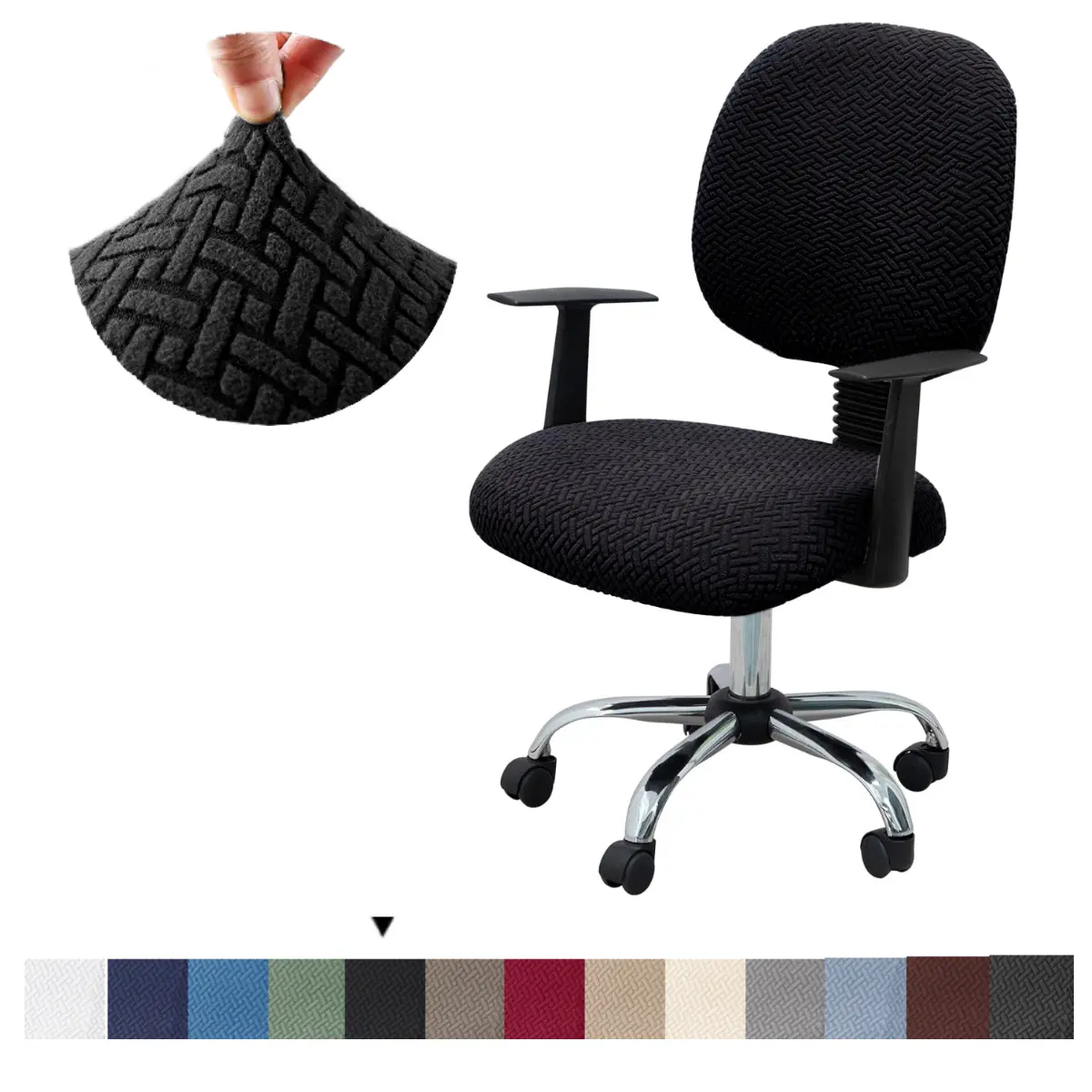 Bọc Ghế Văn Phòng Jacquard Co Giãn, Bọc Ghế Máy Tính, Bọc Ghế Và Bọc Lưng, Bọc Bảo Vệ Có Thể Giặt Được, Trượt