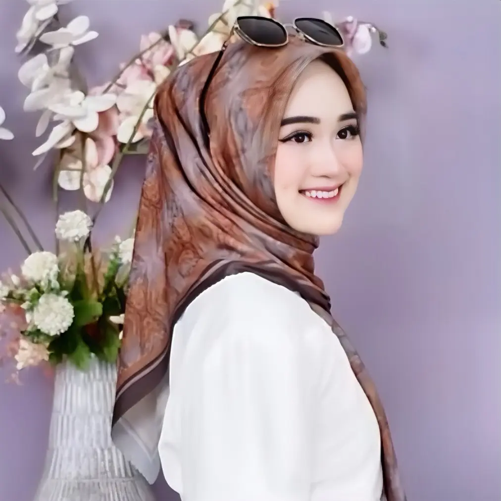 Hijab Voal Segiempat Motif Jumbo Turkey Series 130x130 cm - Square, Turki - Kerudung, Instan - Mewah, Nyaman Cantik Muslim Abstrak Lembut